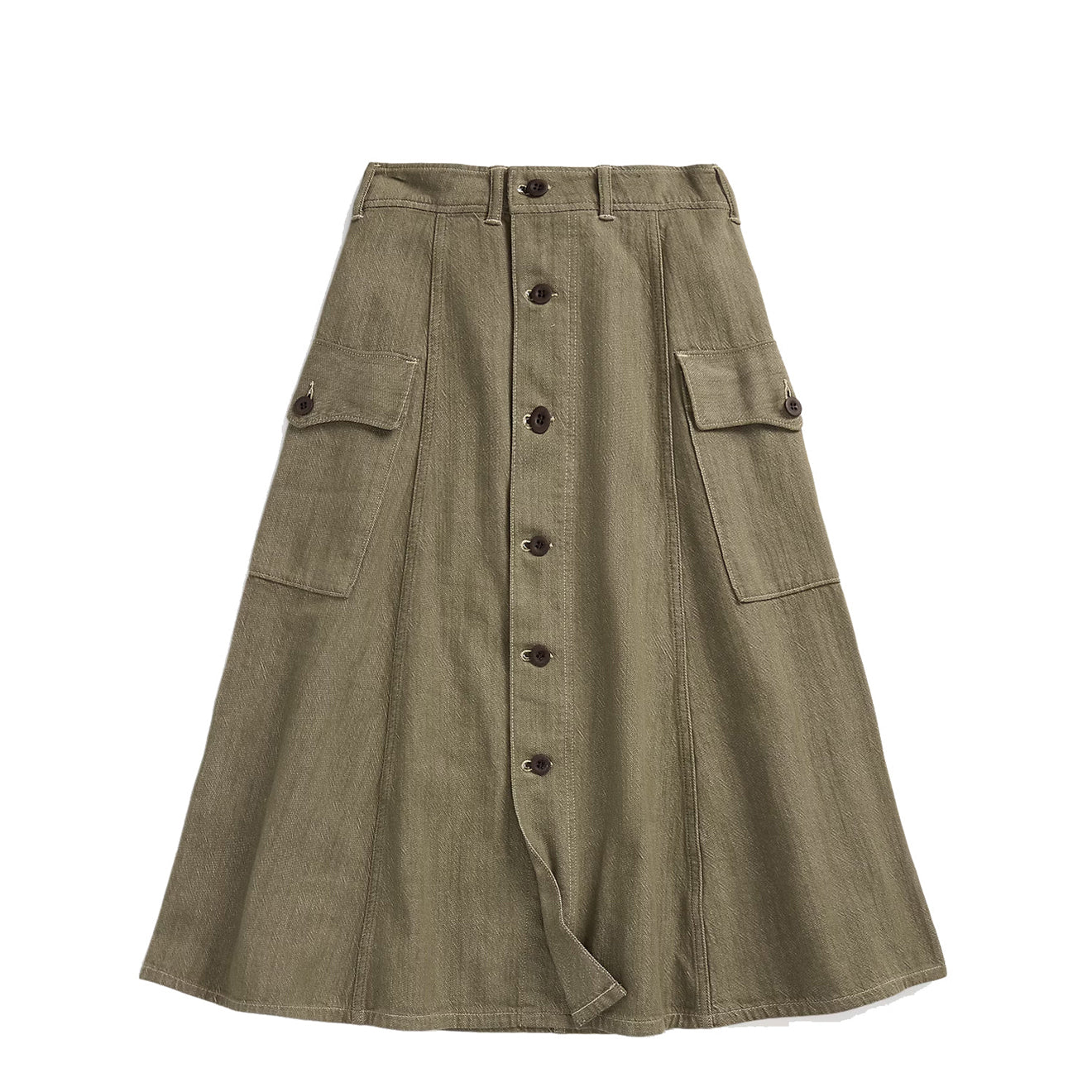 RRL by Ralph Lauren Womens Olive Slub Denim Skirt Olive