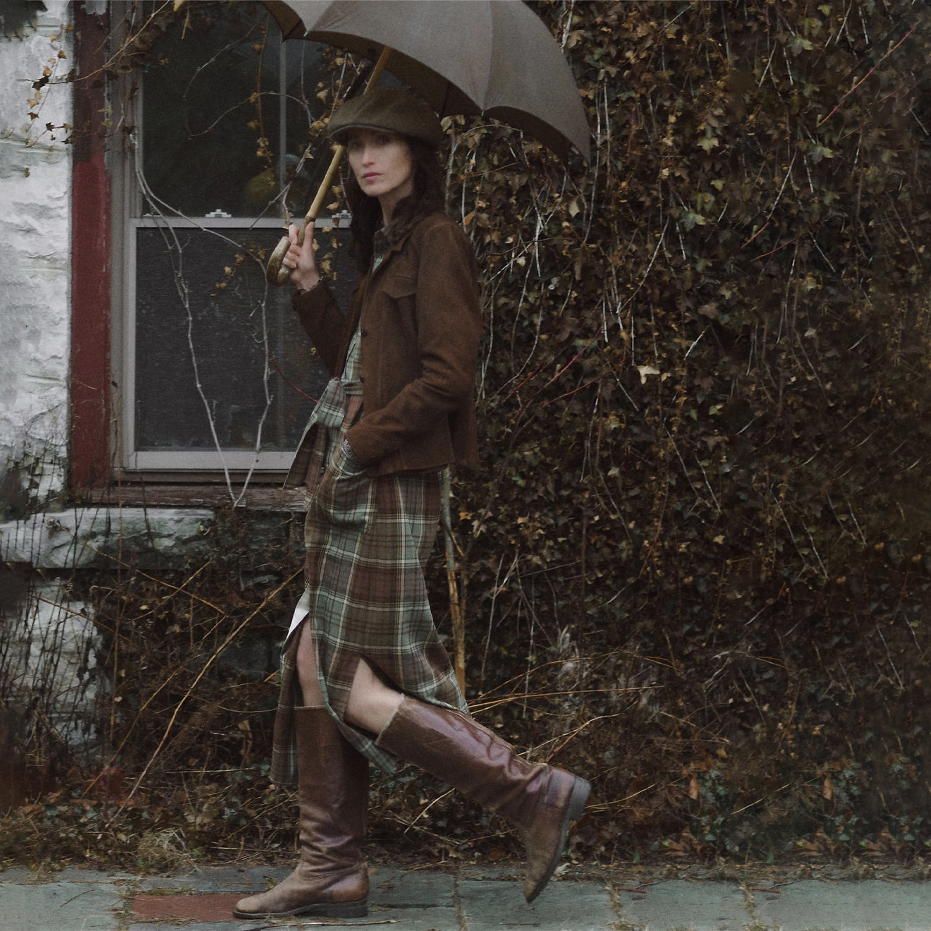 RRL by Ralph Lauren Womens Plaid Cotton Twill Shirtdress Green/Sage/Multi