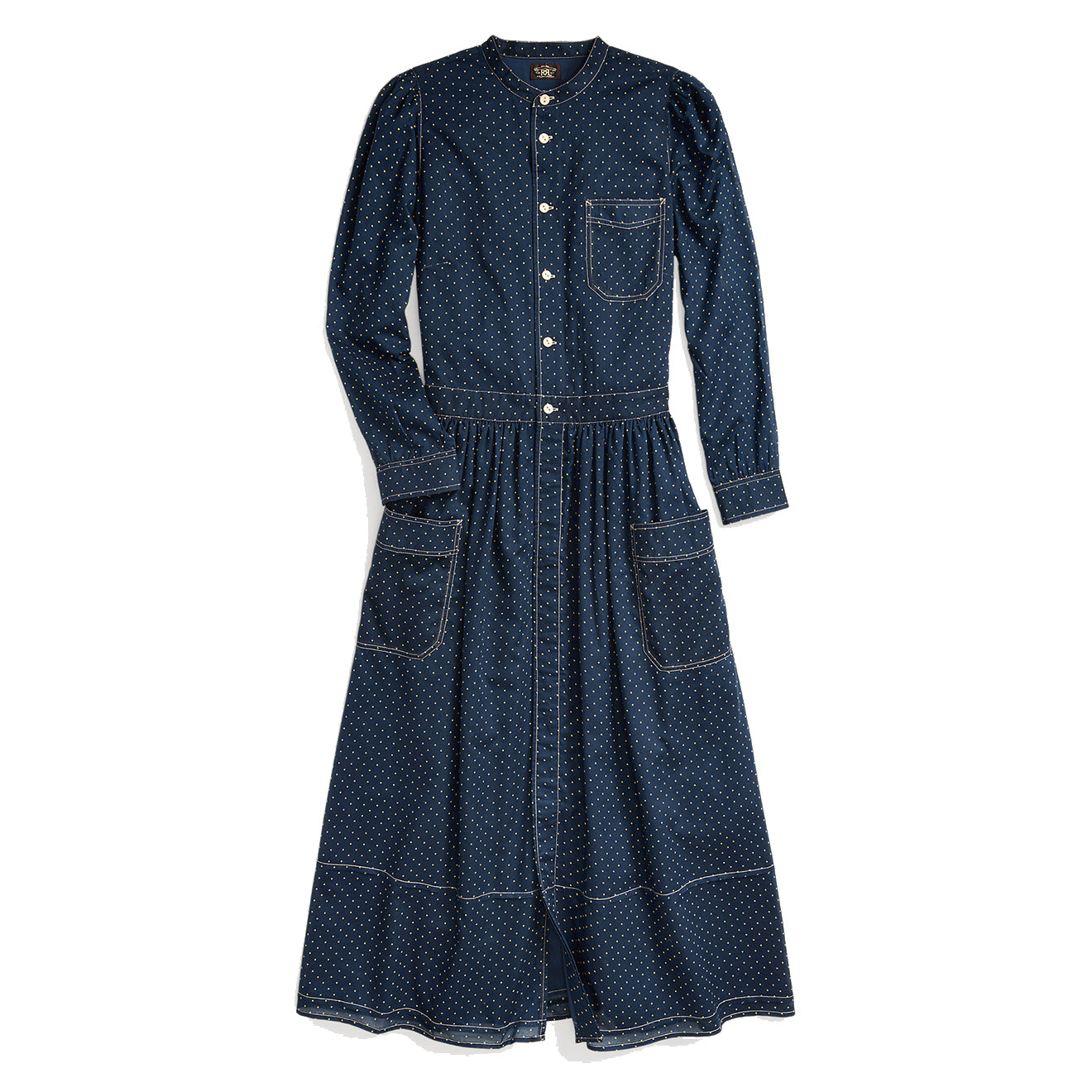 RRL by Ralph Lauren Womens Polka-Dot-Print Cotton Voile Dress Dark Indigo - The Sporting Lodge