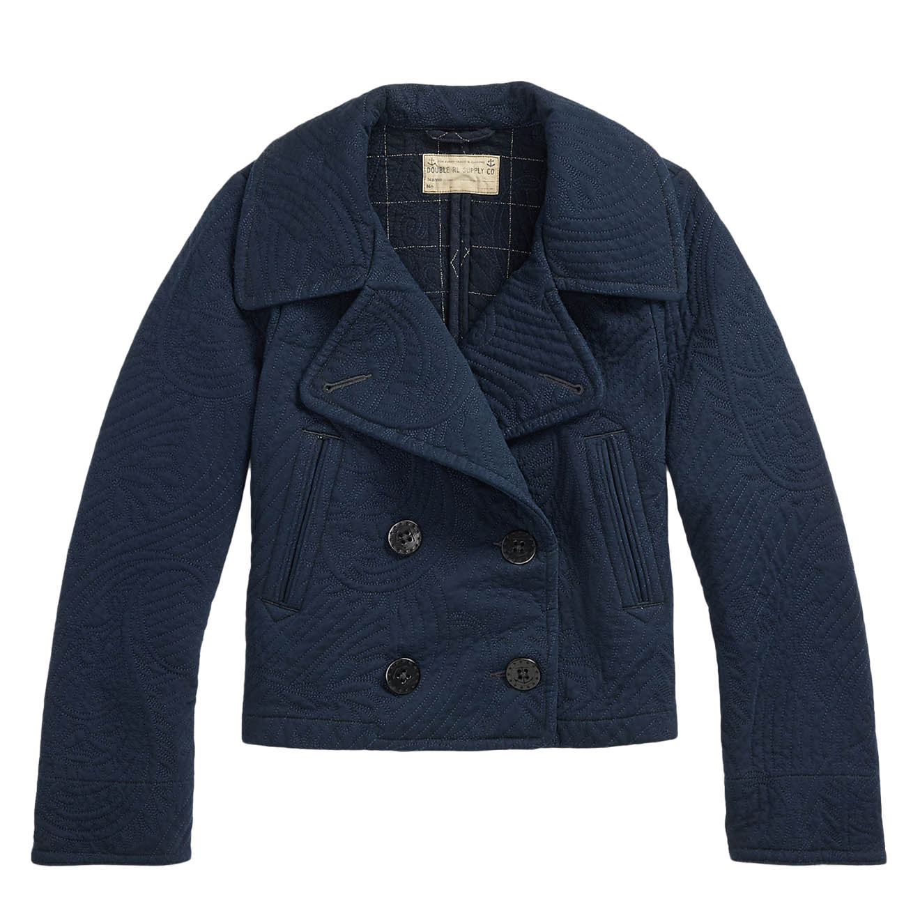 RRL by Ralph Lauren Womens Quilted Jersey Cropped Peacoat Worth Navy