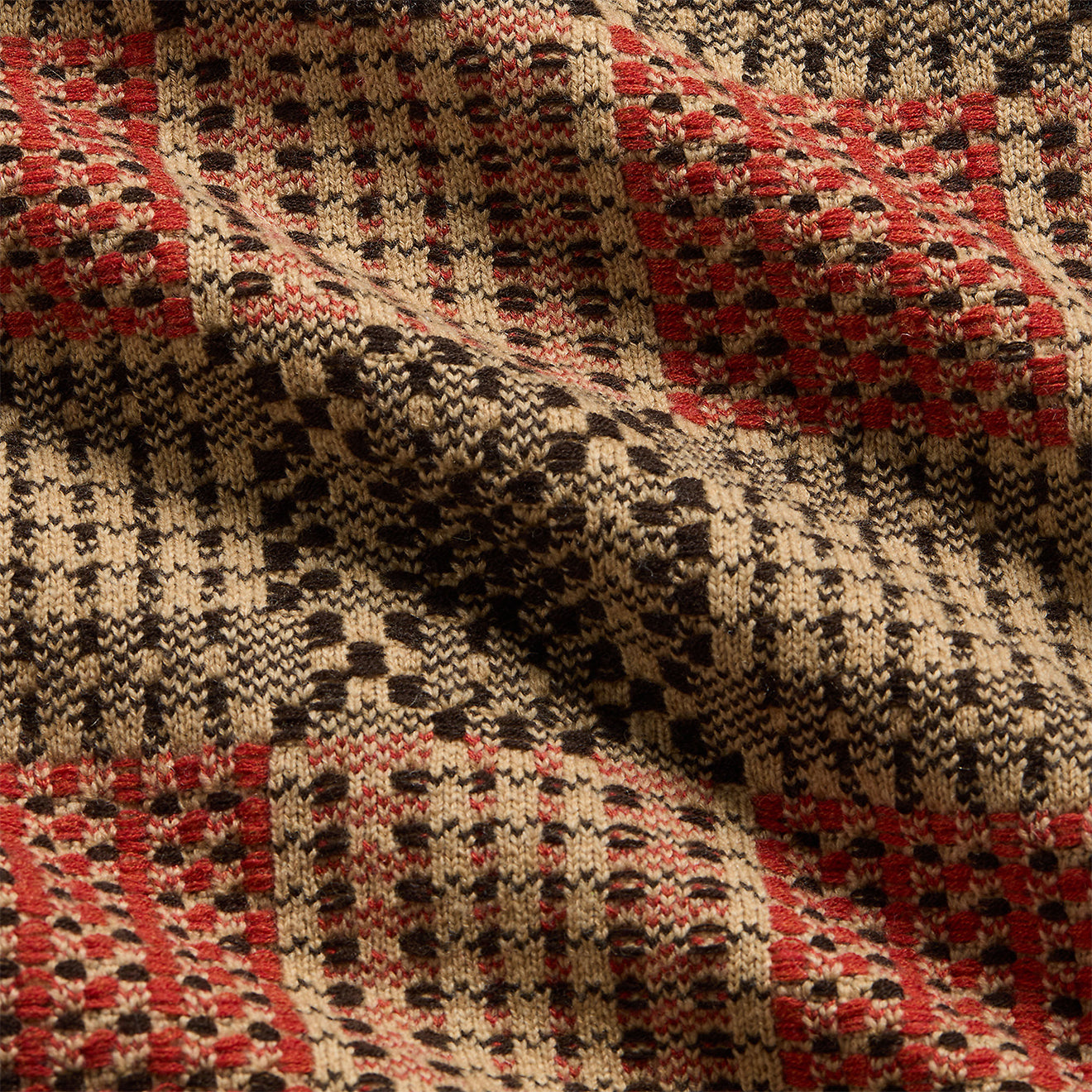 RRL by Ralph Lauren Wool Jacquard Overshirt Jumper Red/Black/Tan - The Sporting Lodge