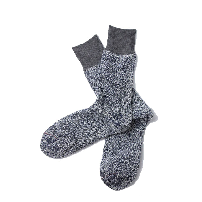 Rototo Double Face Crew Socks Silk / Cotton Dark Gray / Navy - The Sporting Lodge