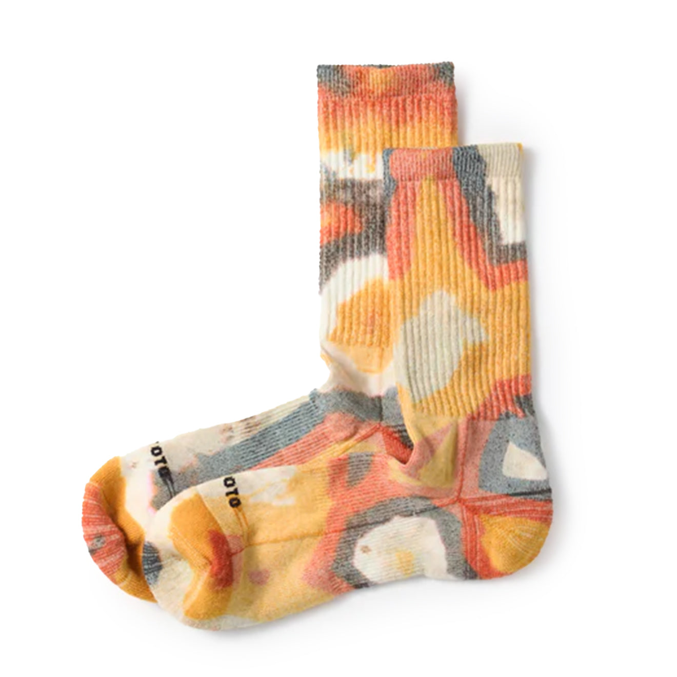 Rototo Allrounder Merino Crew Tie Dye Socks Yellow / Red - The Sporting Lodge