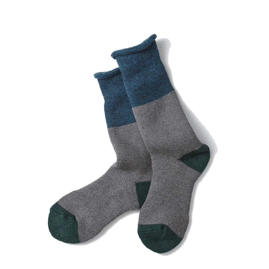 Rototo Chunky Pile Boot Socks Dark Blue / Gray - The Sporting Lodge