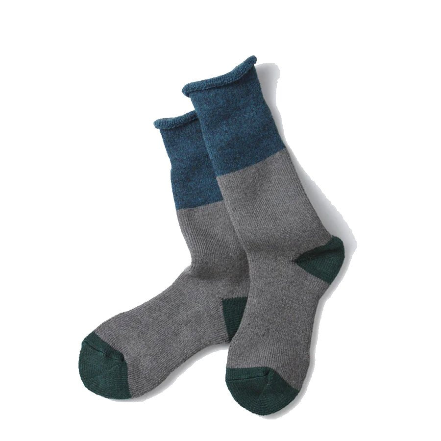 Rototo Chunky Pile Boot Socks Dark Blue / Gray - The Sporting Lodge