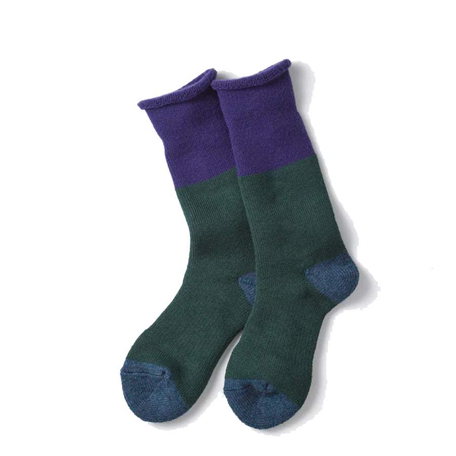 Rototo Chunky Pile Boot Socks Dark Purple / Dark Green - The Sporting Lodge