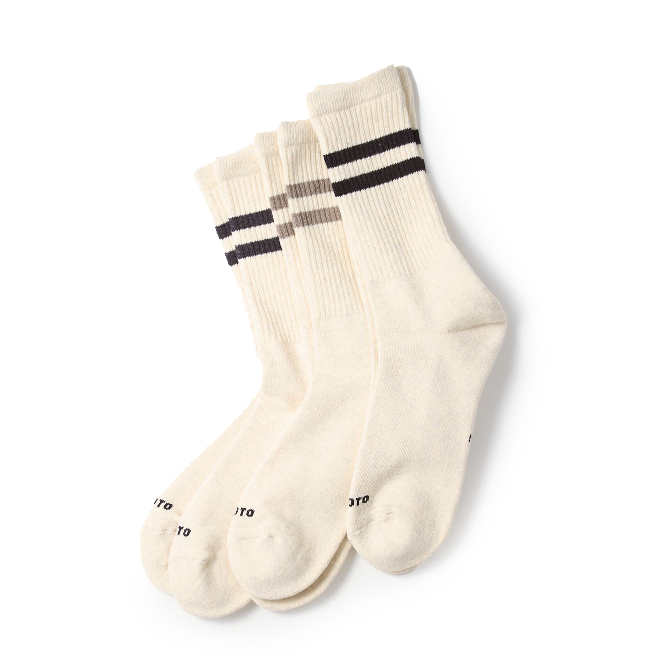 Rototo Classic Athletic 3 Pack Crew Socks Grey / Charcoal / Black - The Sporting Lodge