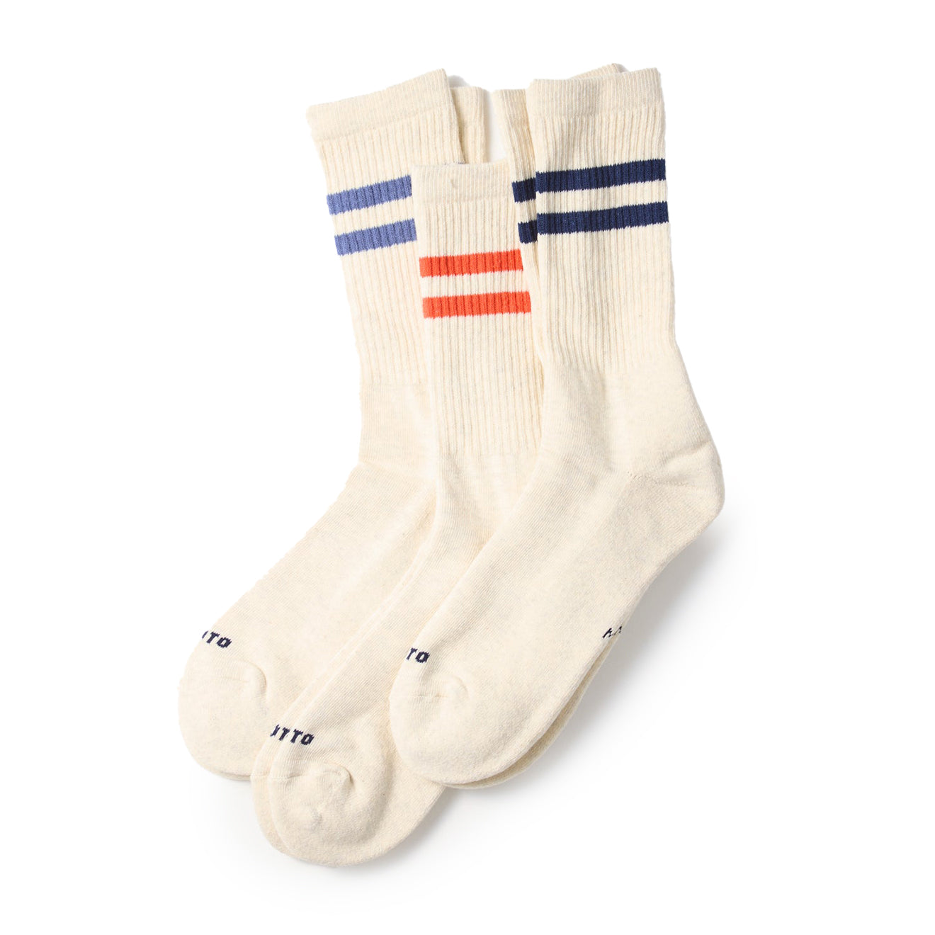 Rototo Classic Athletic 3 Pack Crew Socks Navy / Light Blue / Red - The Sporting Lodge