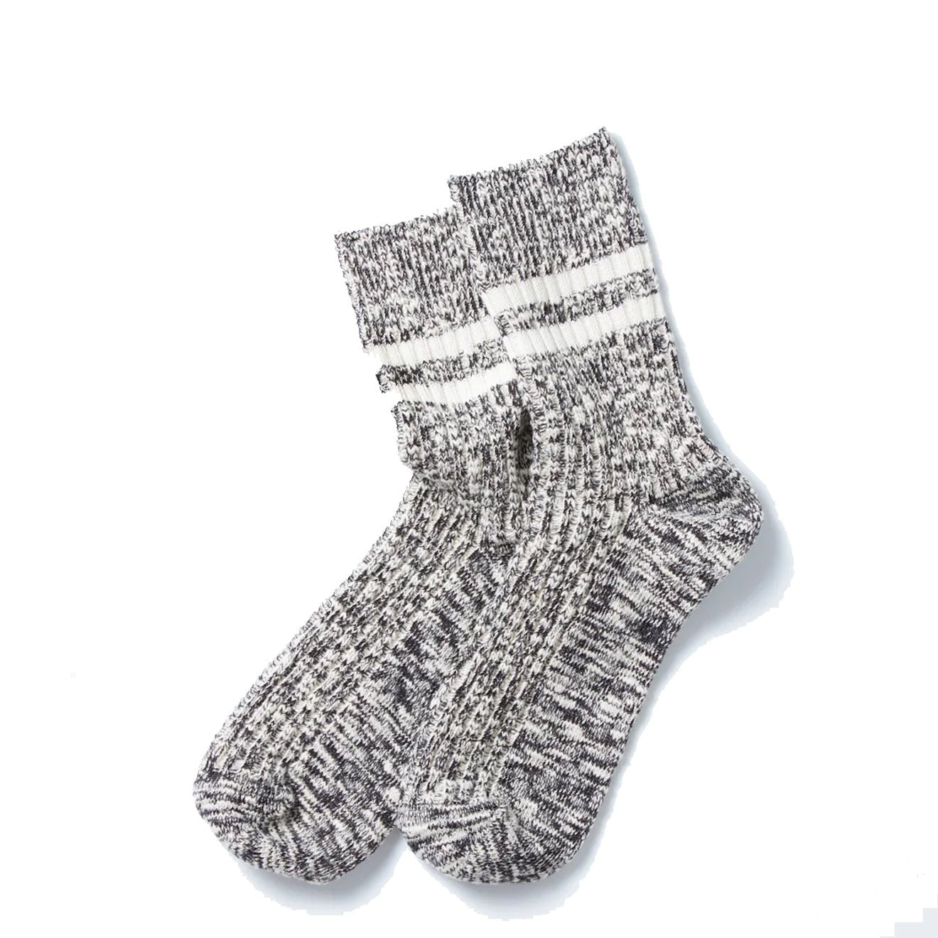 Rototo Two Stripe Slub Sock Black - The Sporting Lodge