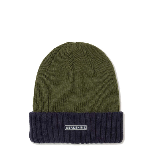 Sealskinz Bacton WP CW Roll Cuff Beanie Hat Green / Blue - The Sporting Lodge