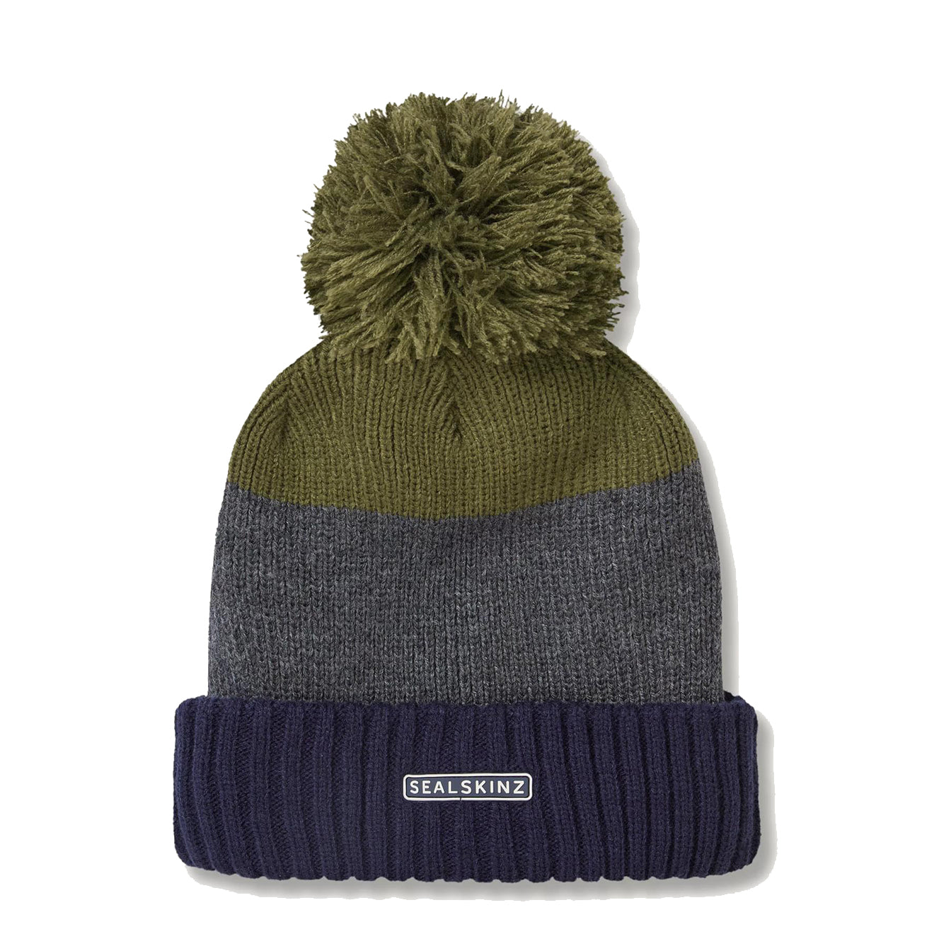 Sealskinz Flitcham WP CW Bobble Hat Blue / Grey / Green - The Sporting Lodge