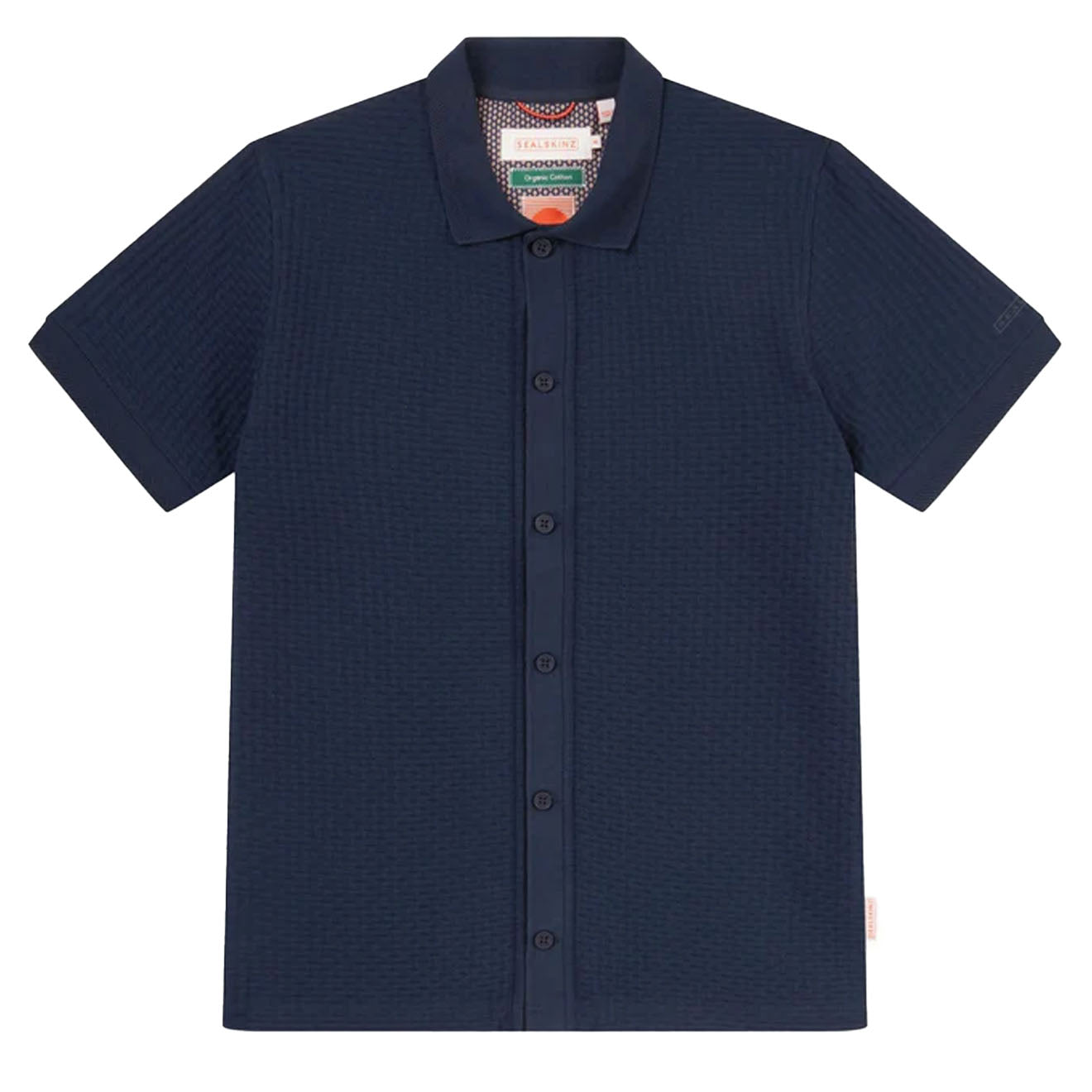 Sealskinz Stokesby SS Button Through Jacquard Polo Shirt Navy - The Sporting Lodge
