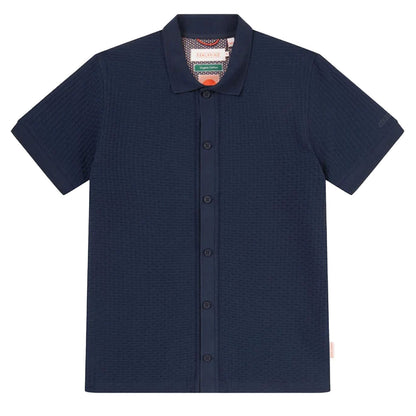 Sealskinz Stokesby SS Button Through Jacquard Polo Shirt Navy - The Sporting Lodge