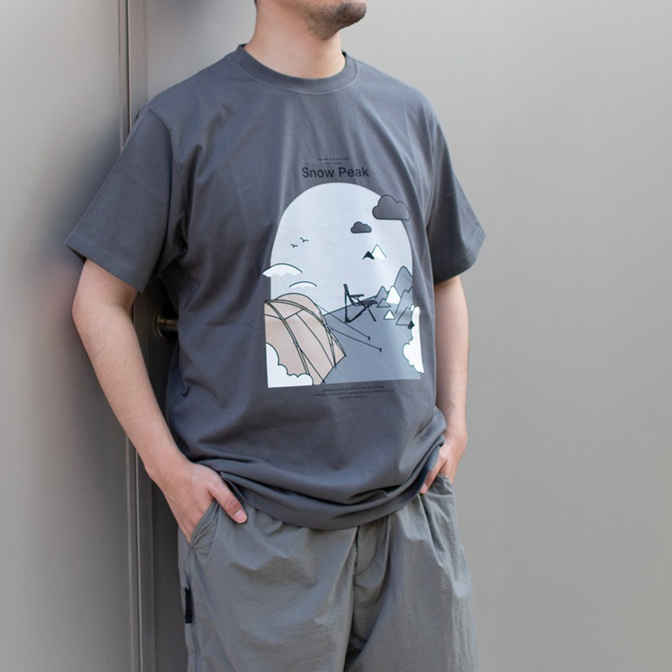 Snow Peak Camping Graphic T-Shirt Grey