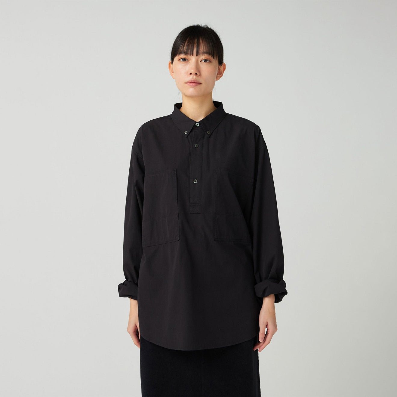 Snow Peak Organic Cotton Pullover Shirt Black - The Sporting Lodge