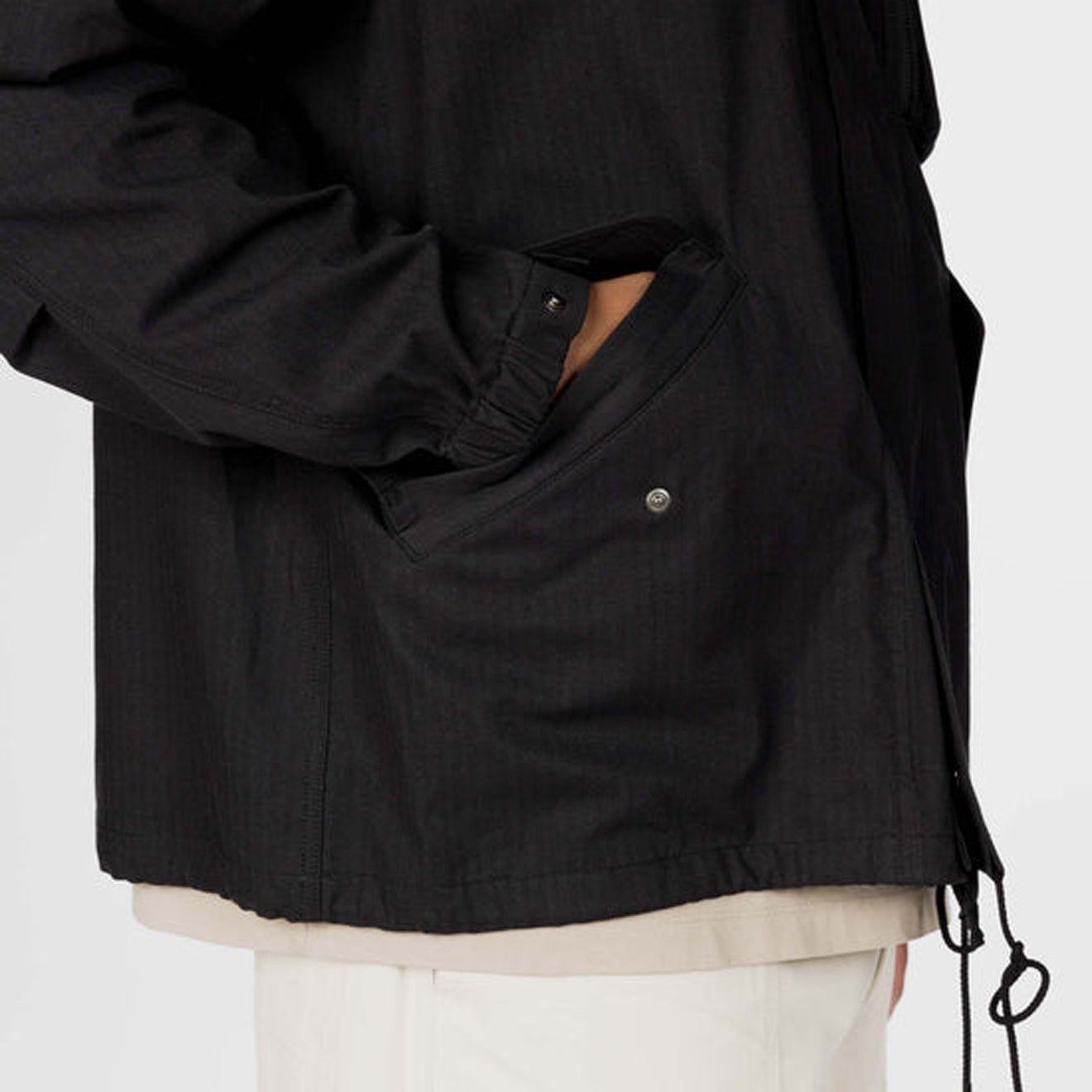 Snow Peak TAKIBI Herringbone Collarless Jacket Black - The Sporting Lodge