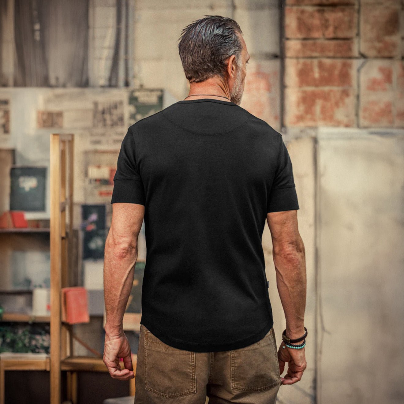 &Sons The New Elder Henley Short Sleeve Shirt Black