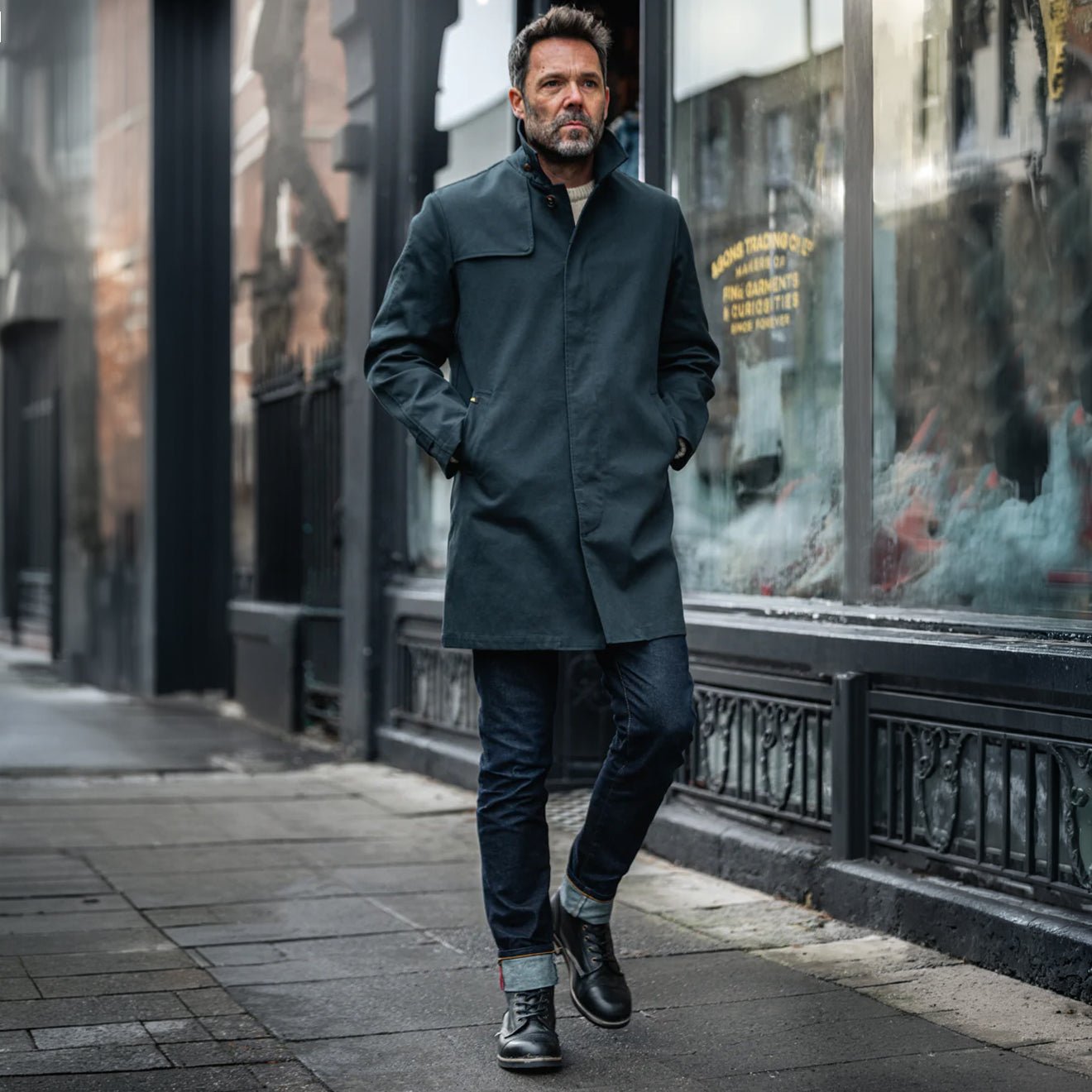 &Sons Woodward Raincoat Jacket Navy