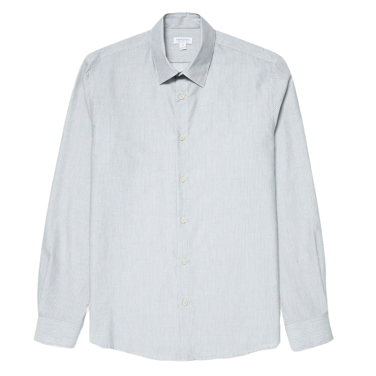 Sunspel Cotton Cashmere Shirt Light Blue / White - The Sporting Lodge