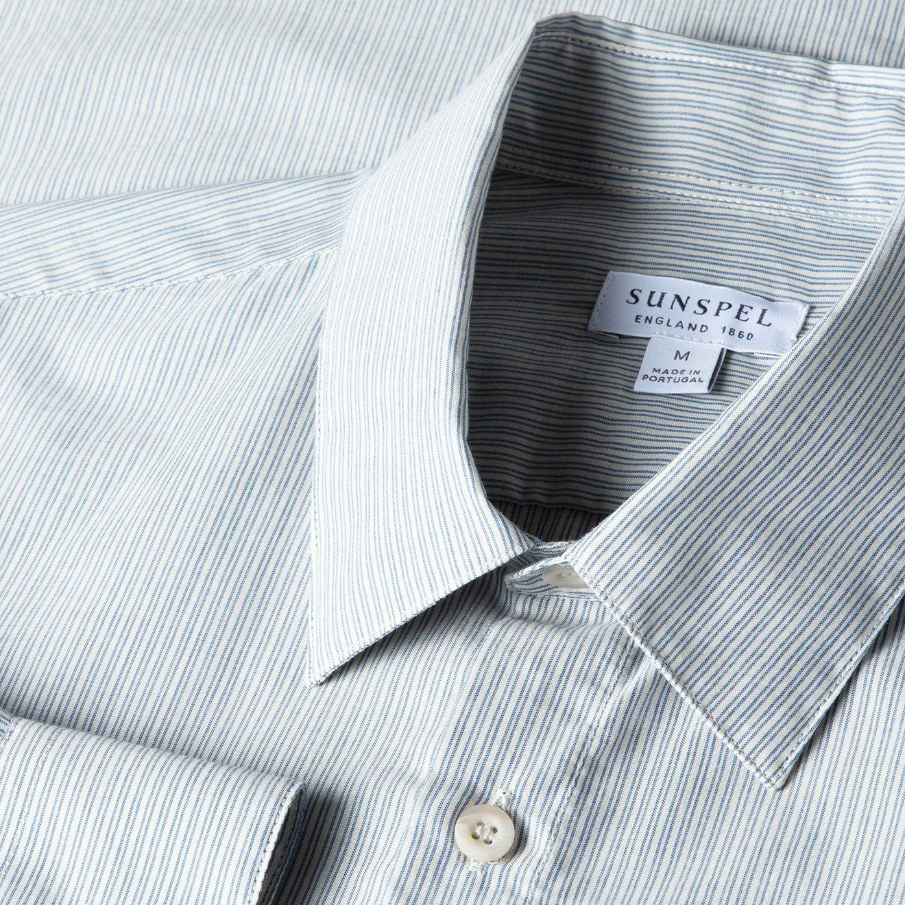 Sunspel Cotton Cashmere Shirt Light Blue / White - The Sporting Lodge