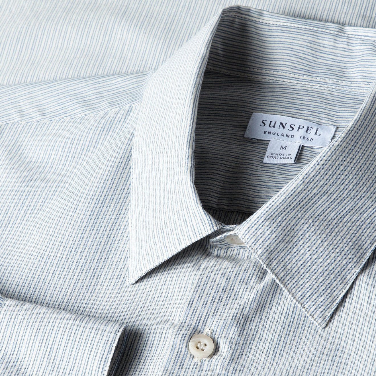 Sunspel Cotton Cashmere Shirt Light Blue / White - The Sporting Lodge