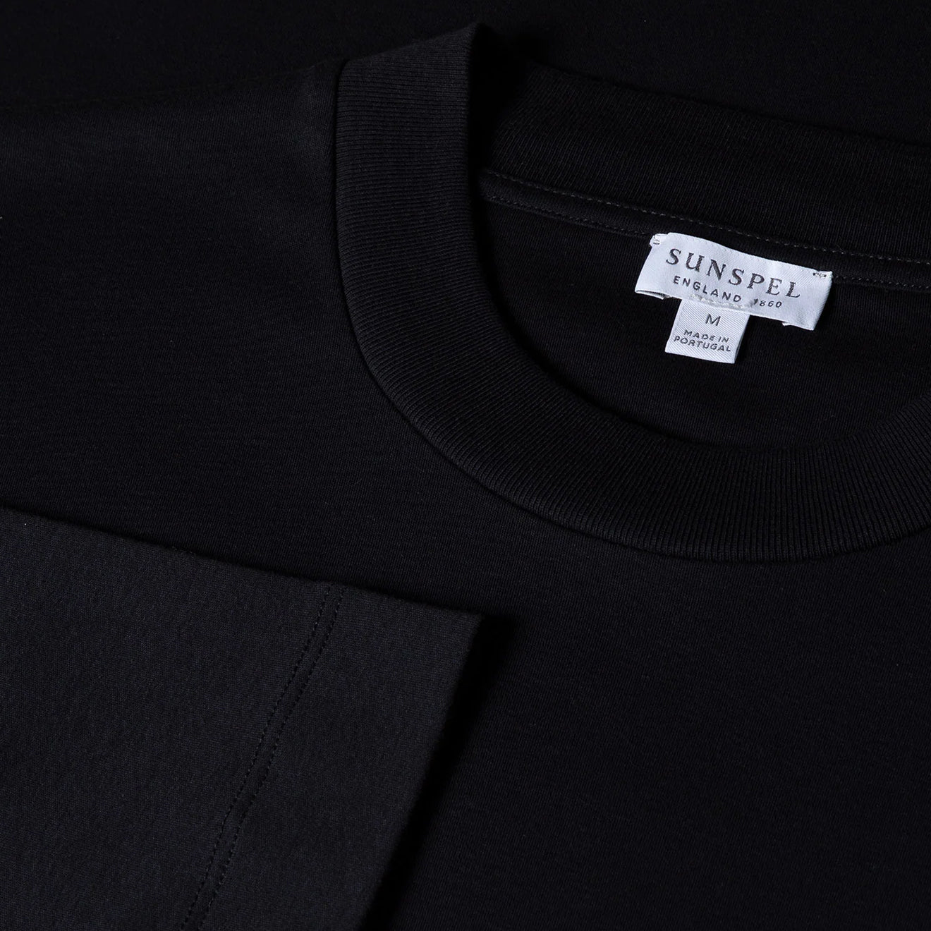 Sunspel Long Sleeve Heavyweight T-shirt Black - The Sporting Lodge