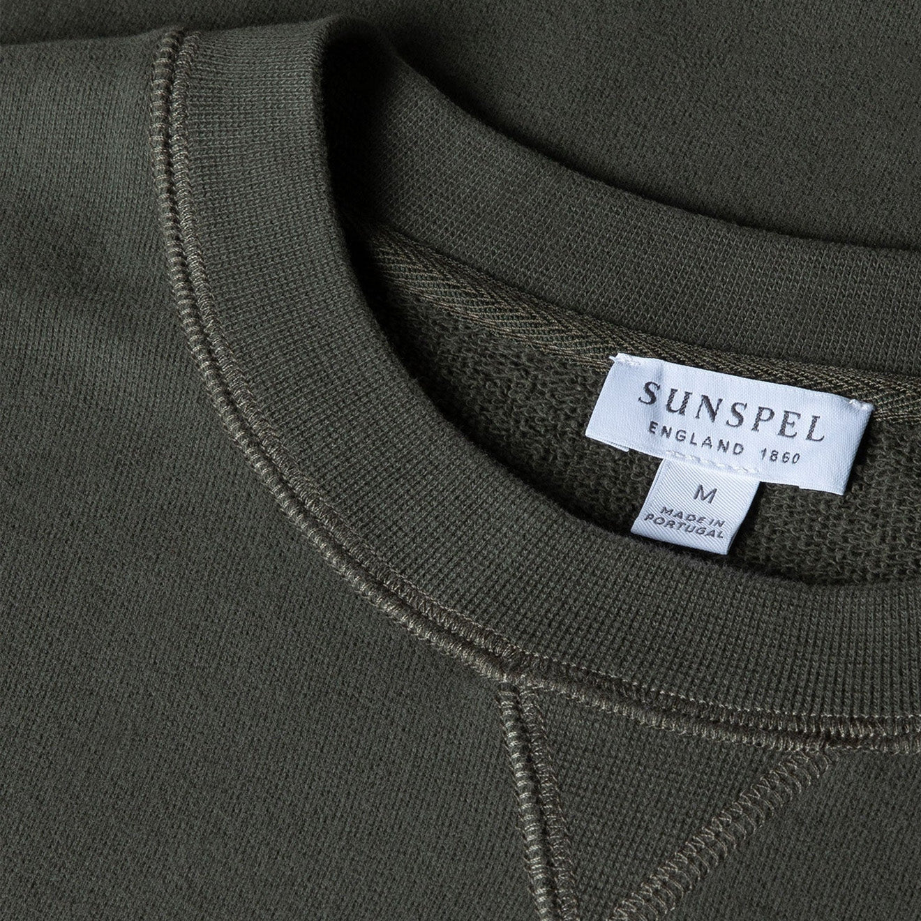 Sunspel Loopback Sweatshirt Khaki - The Sporting Lodge