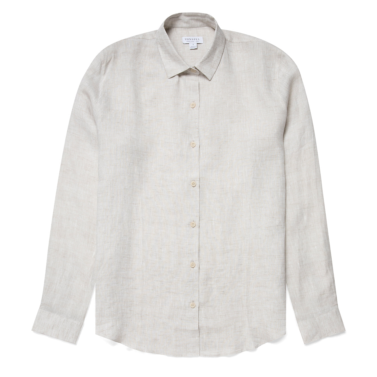 Sunspel Womens L/S Shirt Oatmeal Melange Linen