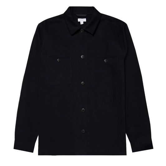 Sunspel Brushed Cotton Overshirt Navy - The Sporting Lodge