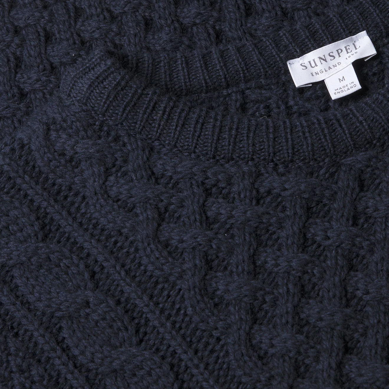 Sunspel Cable Jumper Navy - The Sporting Lodge
