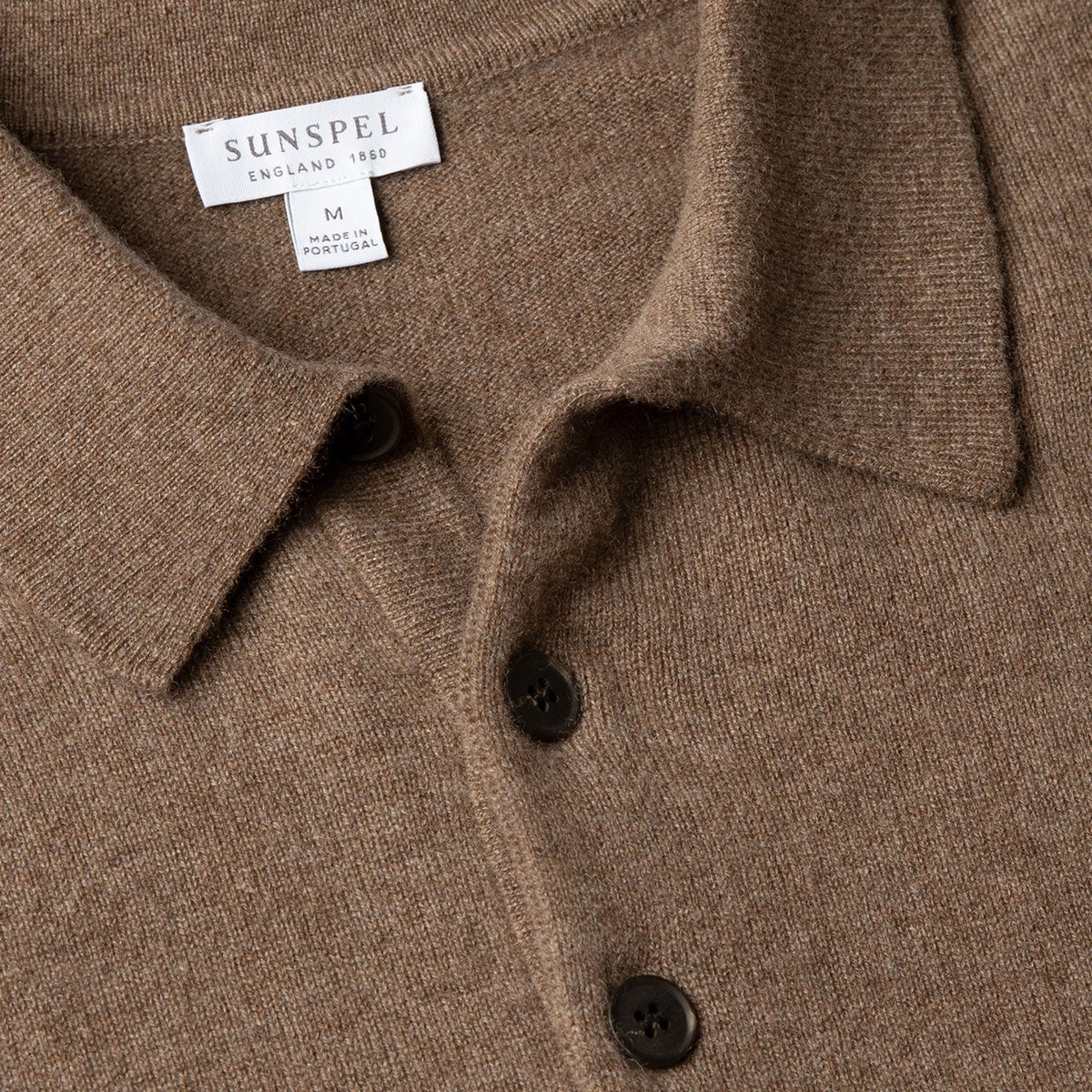 Sunspel Cashmere Polo Taupe