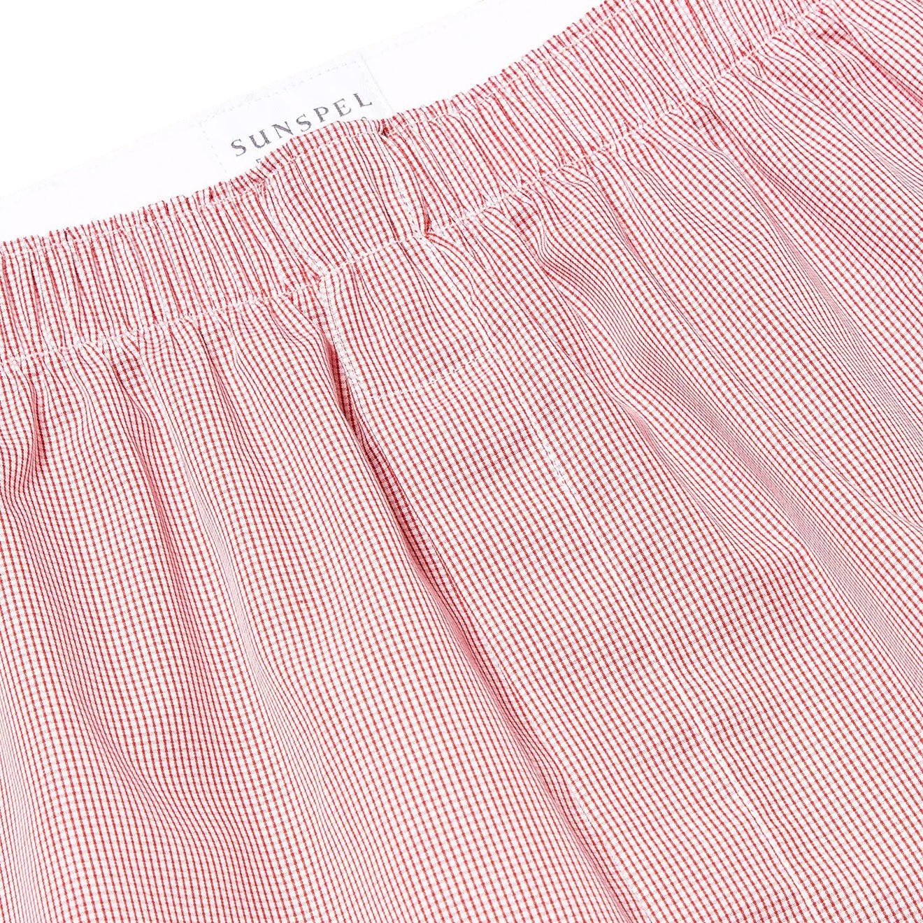 Sunspel Classic Boxer Short White / Red Micro Gingham
