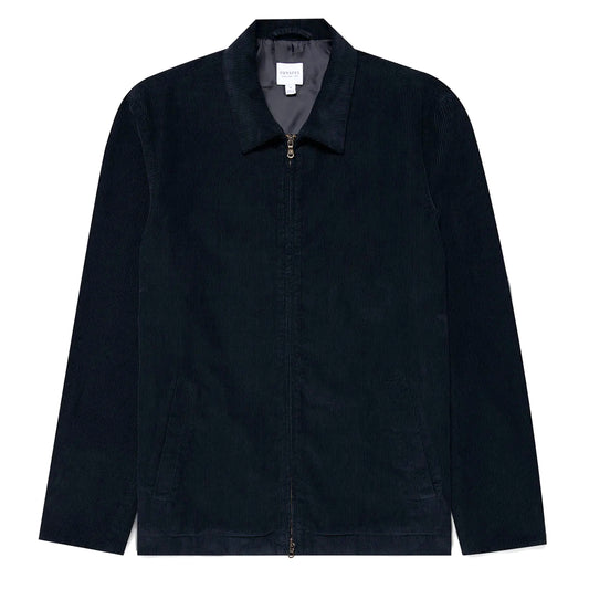 Sunspel Cord Harrington Jacket Navy - The Sporting Lodge
