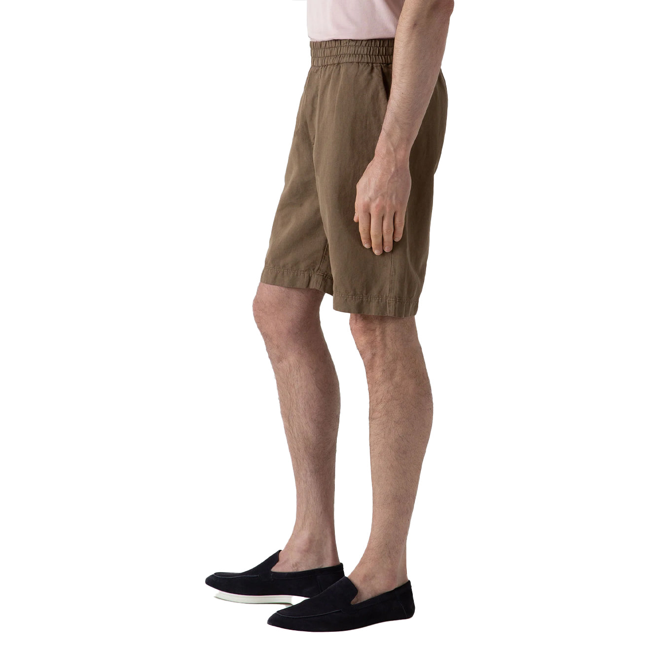 Sunspel Cotton Linen Drawstring Shorts Dark Tan