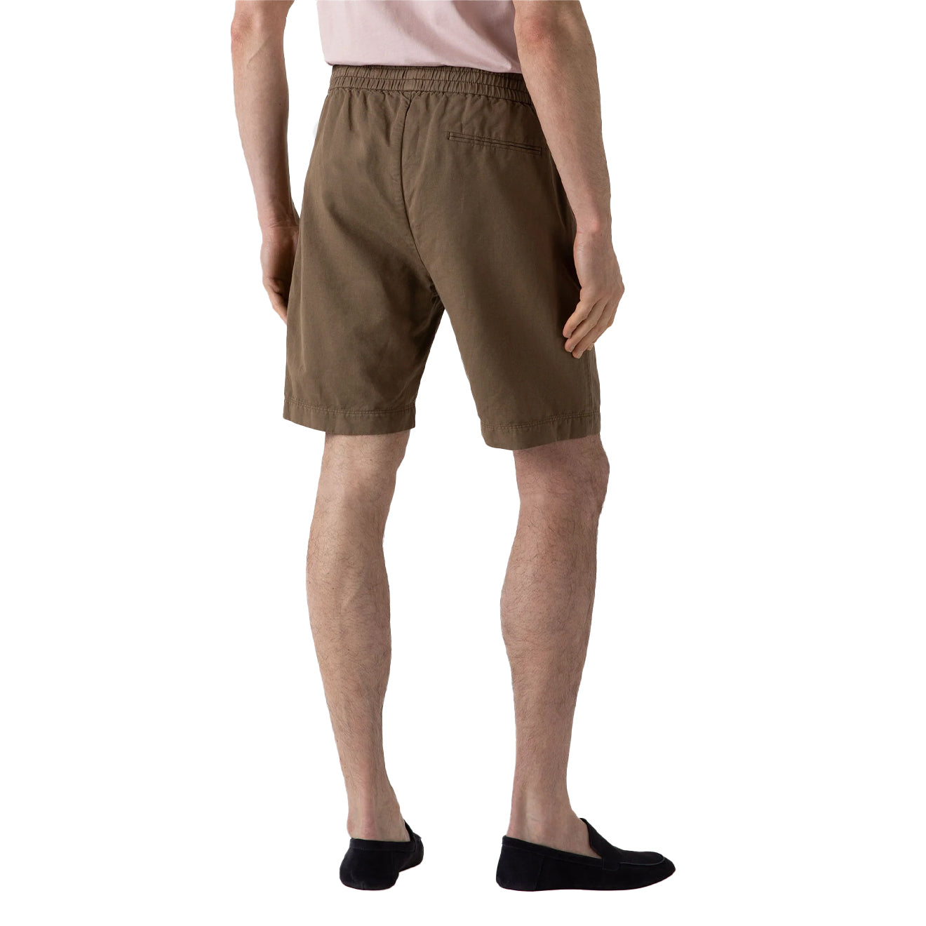 Sunspel Cotton Linen Drawstring Shorts Dark Tan