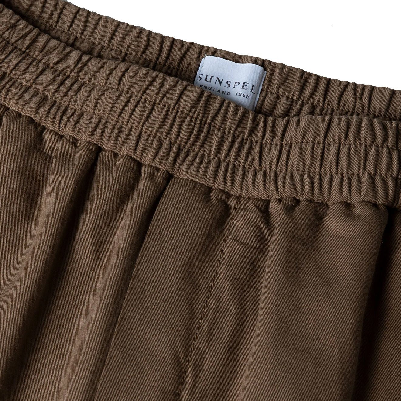 Sunspel Cotton Linen Drawstring Shorts Dark Tan - The Sporting Lodge