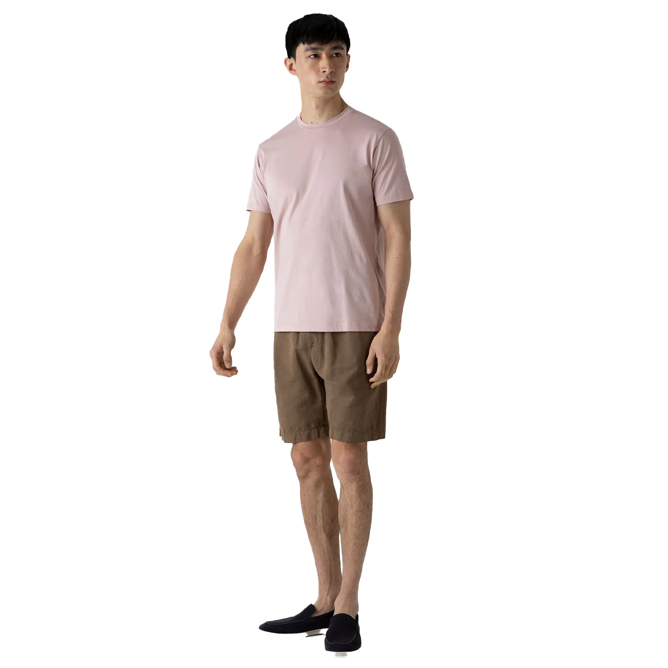 Sunspel Cotton Linen Drawstring Shorts Dark Tan