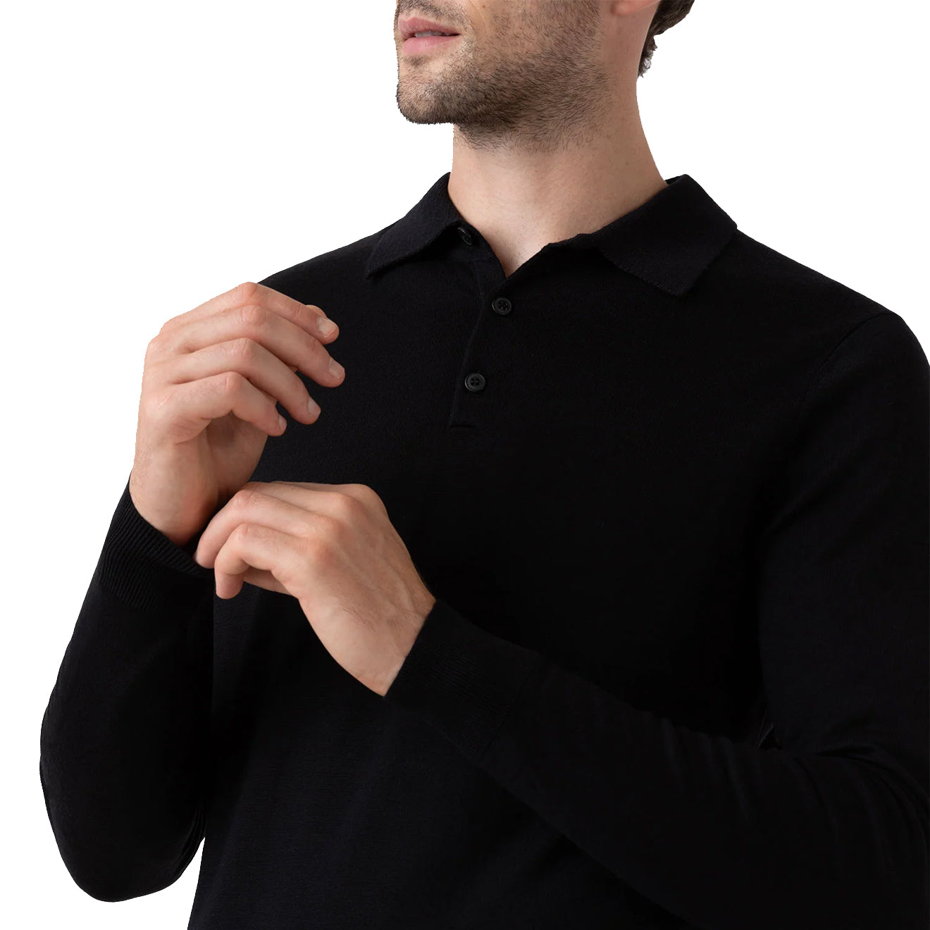Sunspel Extra-Fine Merino Polo Shirt Black - The Sporting Lodge