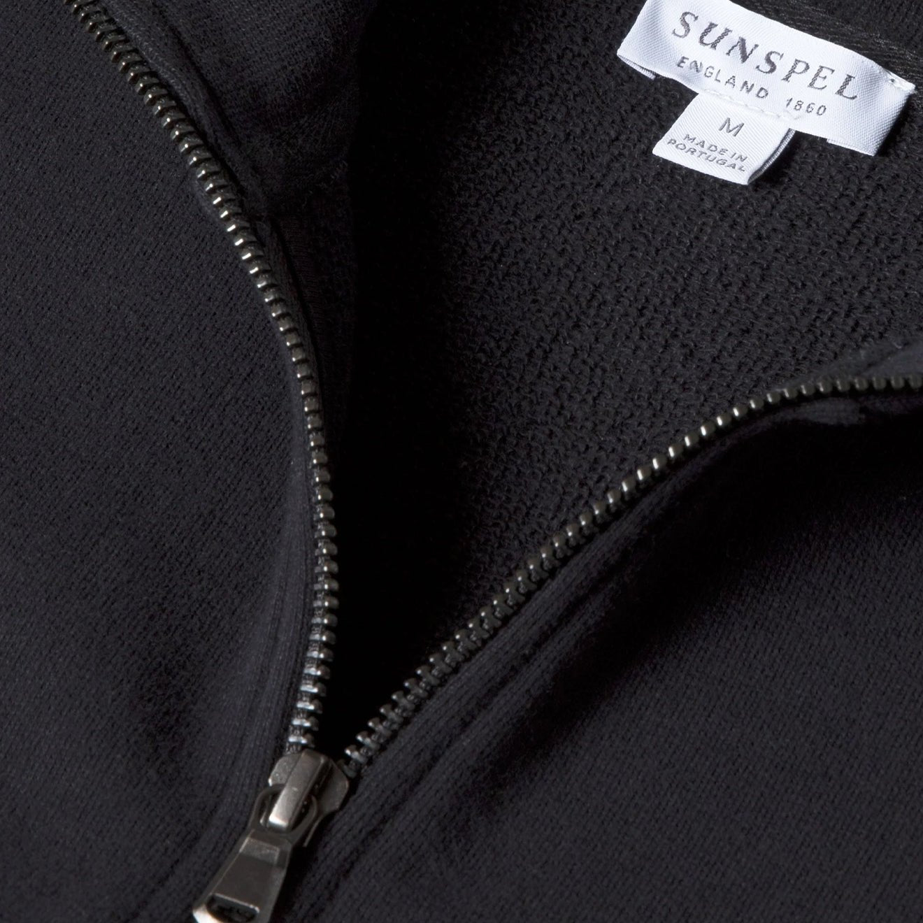 Sunspel Half Zip Sweatshirt Black - The Sporting Lodge