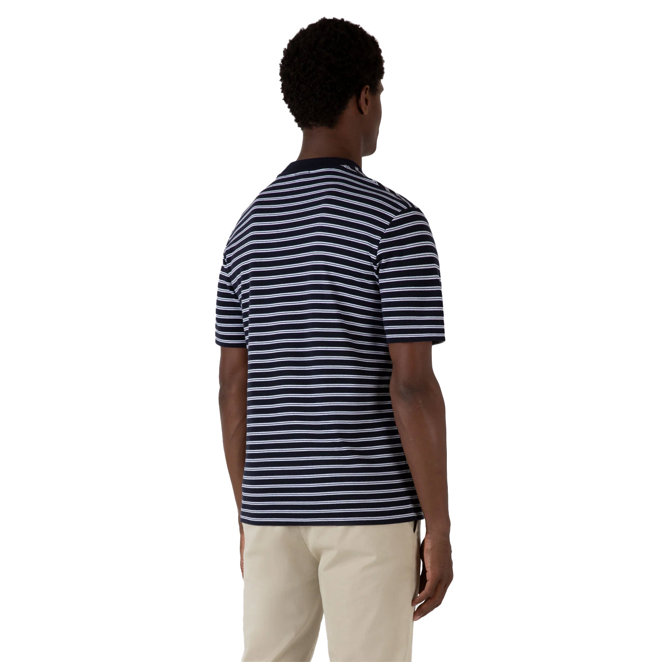 Sunspel Heavy Weight Stripe S/S Crew Tee Navy / White - The Sporting Lodge