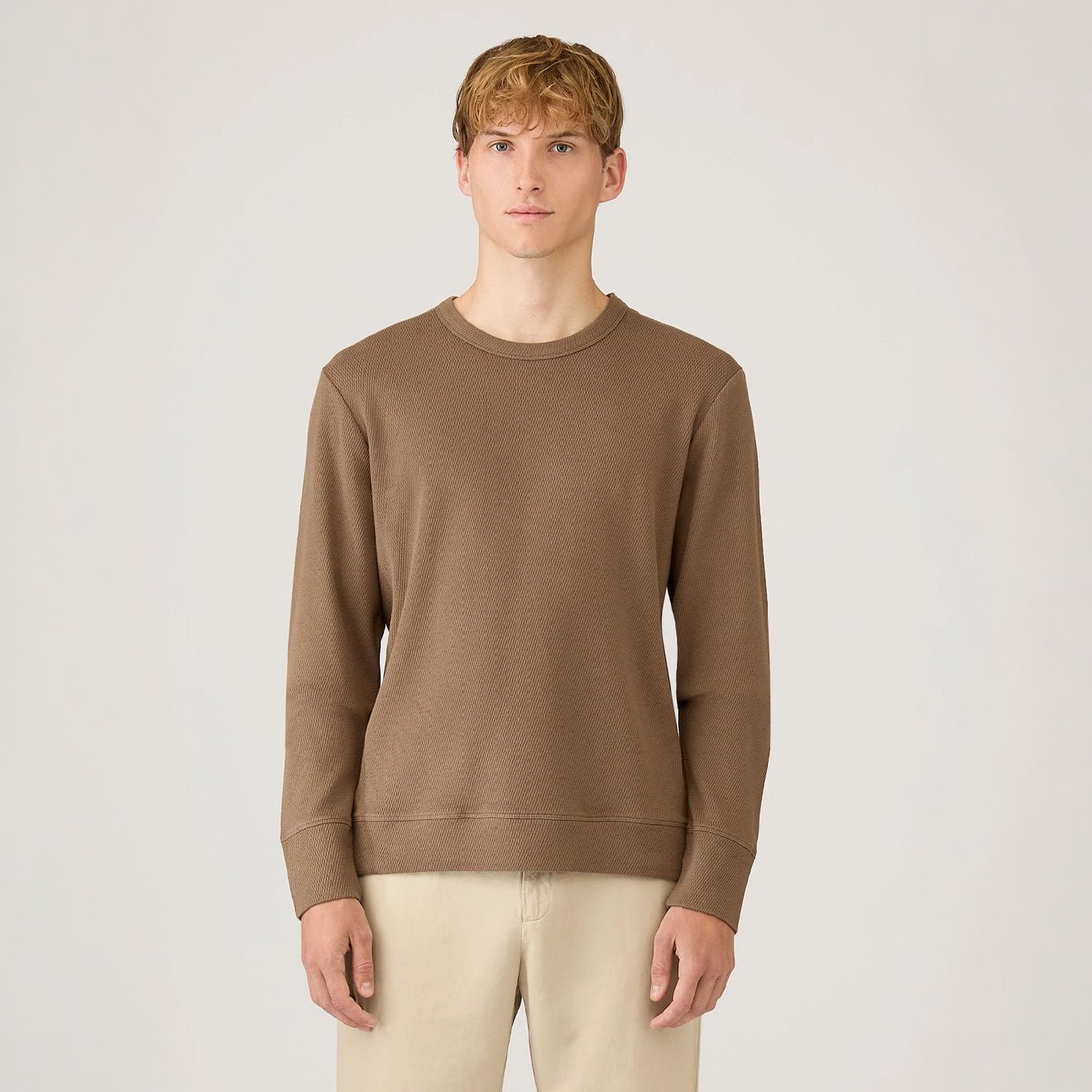 Sunspel LS Cellulock Crew Neck Dark Cedar - The Sporting Lodge