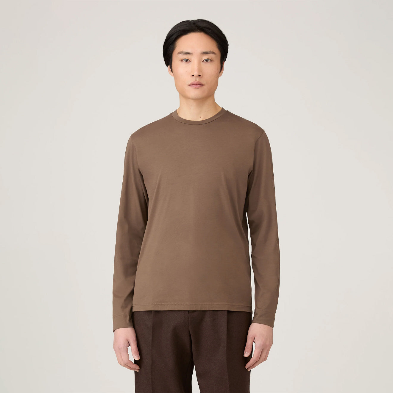 Sunspel L/S Riviera T-Shirt Bark - The Sporting Lodge