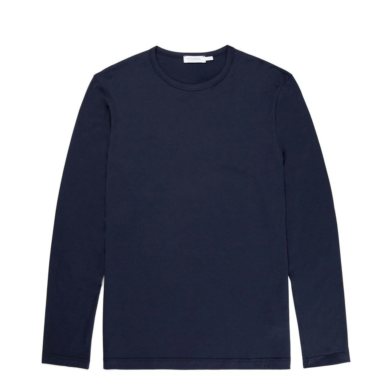 Sunspel Long Sleeve Crew Neck T-Shirt Navy - The Sporting Lodge