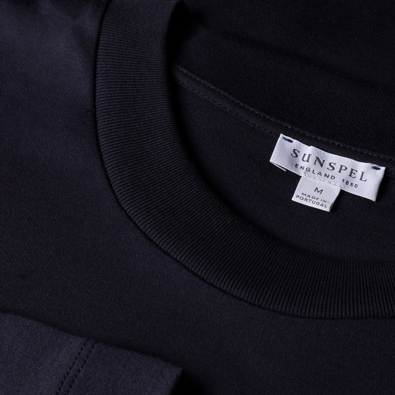Sunspel Long Sleeve Heavyweight T-shirt Navy - The Sporting Lodge