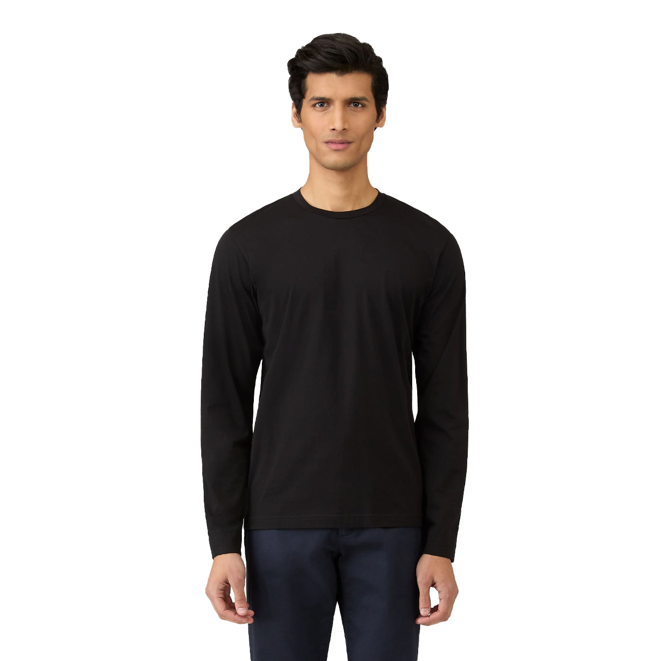 Sunspel Long Sleeve Riviera Midweight T-Shirt Black - The Sporting Lodge