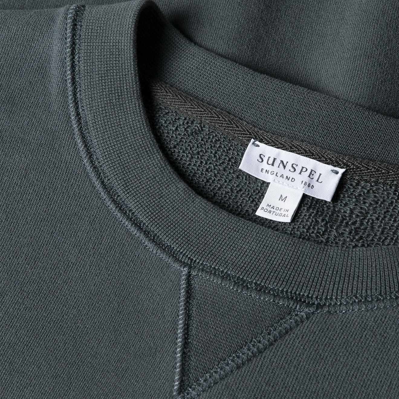 Sunspel Loopback Sweatshirt Drill Green - The Sporting Lodge