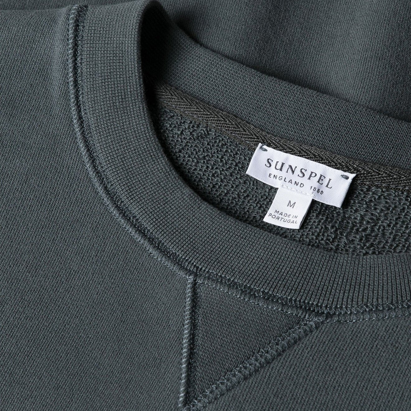 Sunspel Loopback Sweatshirt Drill Green - The Sporting Lodge