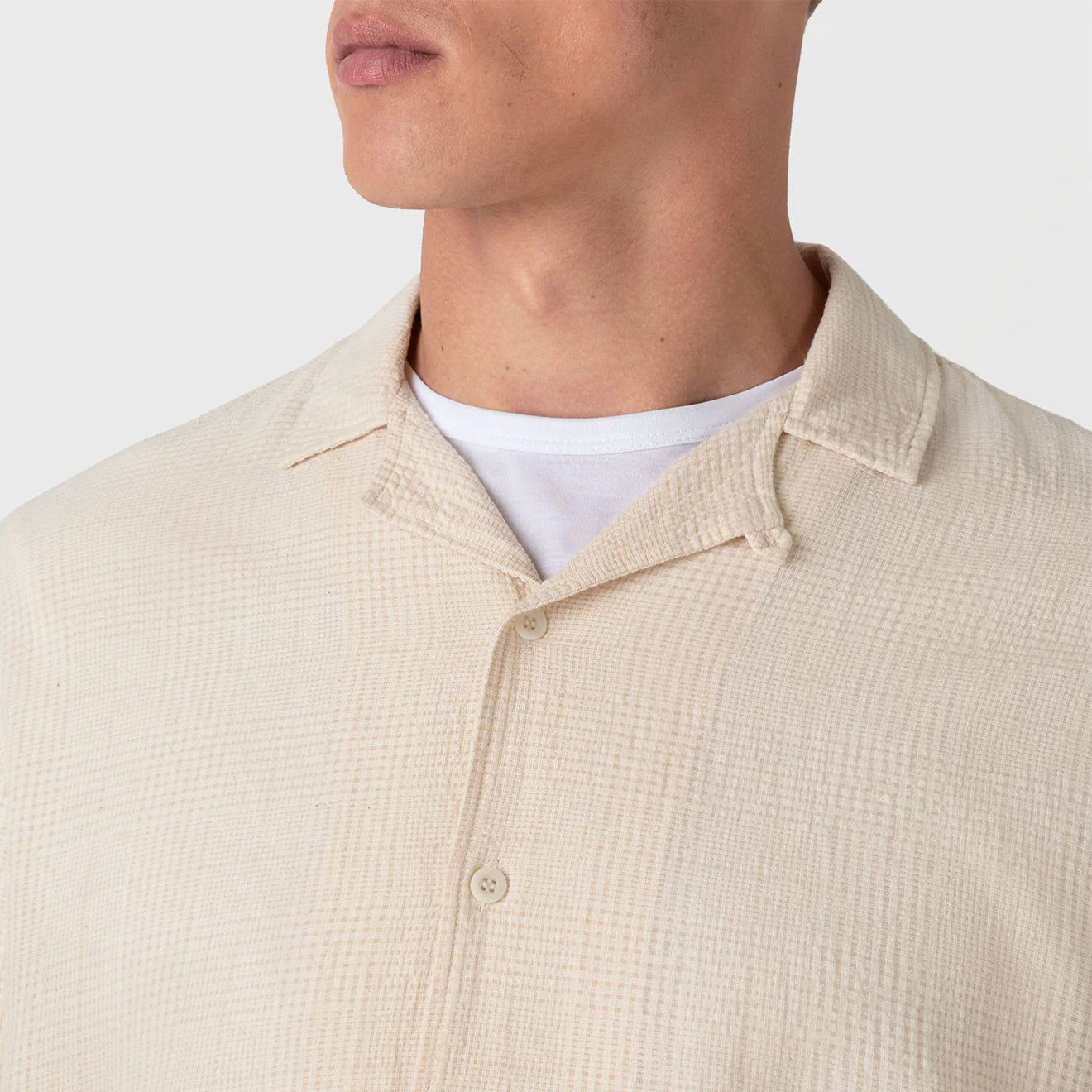 Sunspel Loose Weave Check Shirt Ecru - The Sporting Lodge