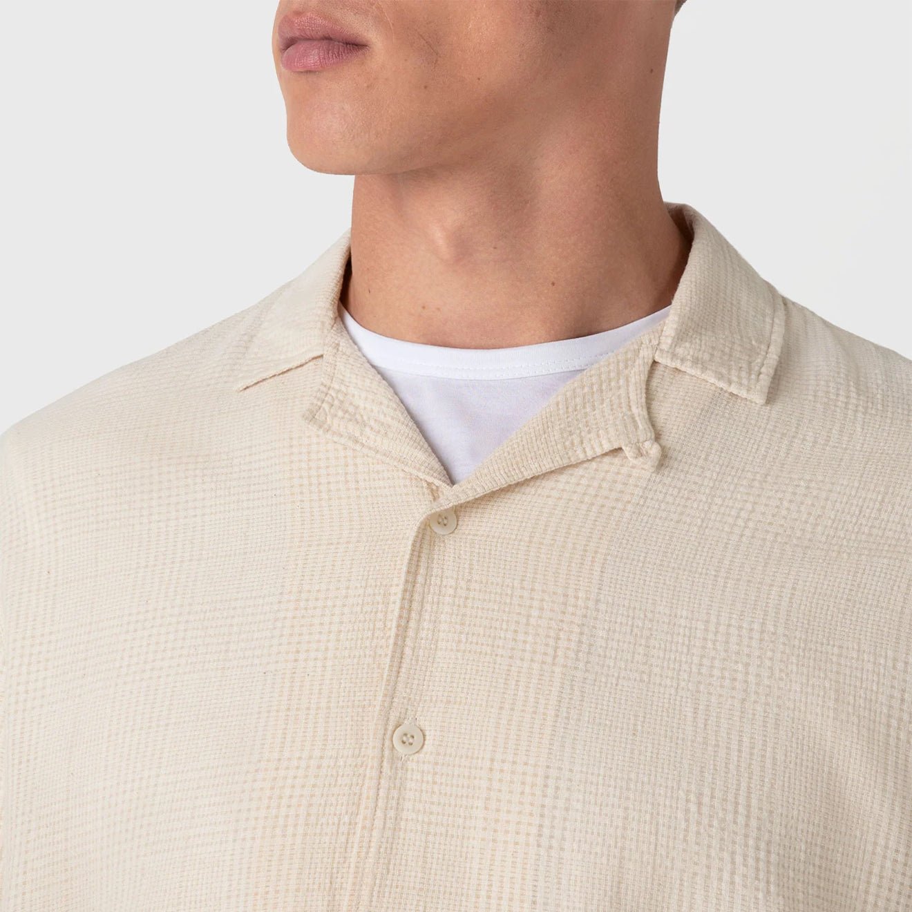 Sunspel Loose Weave Check Shirt Ecru - The Sporting Lodge