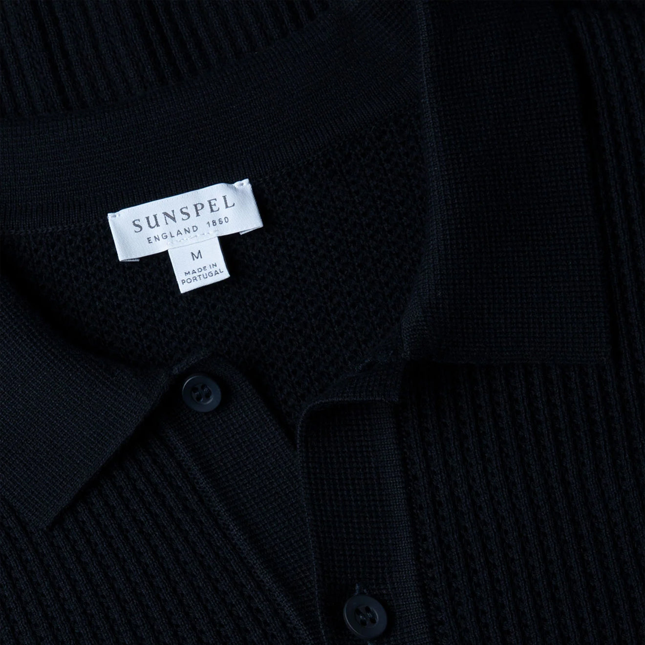 Sunspel Mesh Stitch S/S Polo Knitwear Navy - The Sporting Lodge